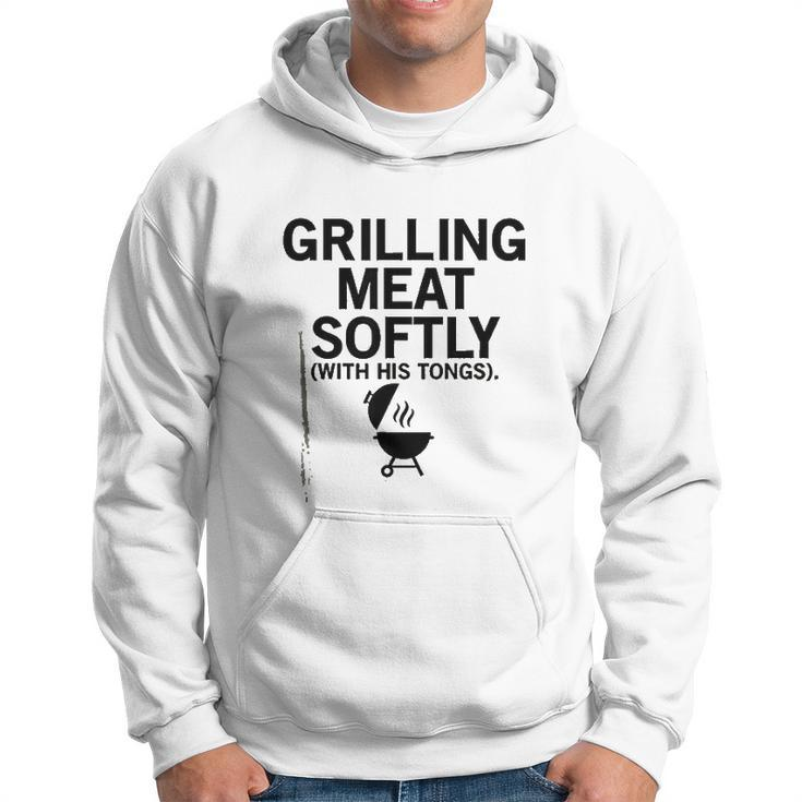 Grilling Meat Softly With His Tongs BBQ Party Lovers Men Hoodie