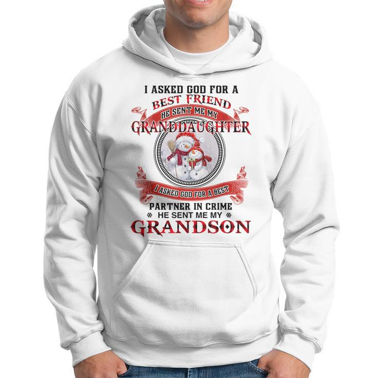 I Asked God For A Best Friend He Sent Me My Granddaughter Men Hoodie Graphic Print Hooded Sweatshirt