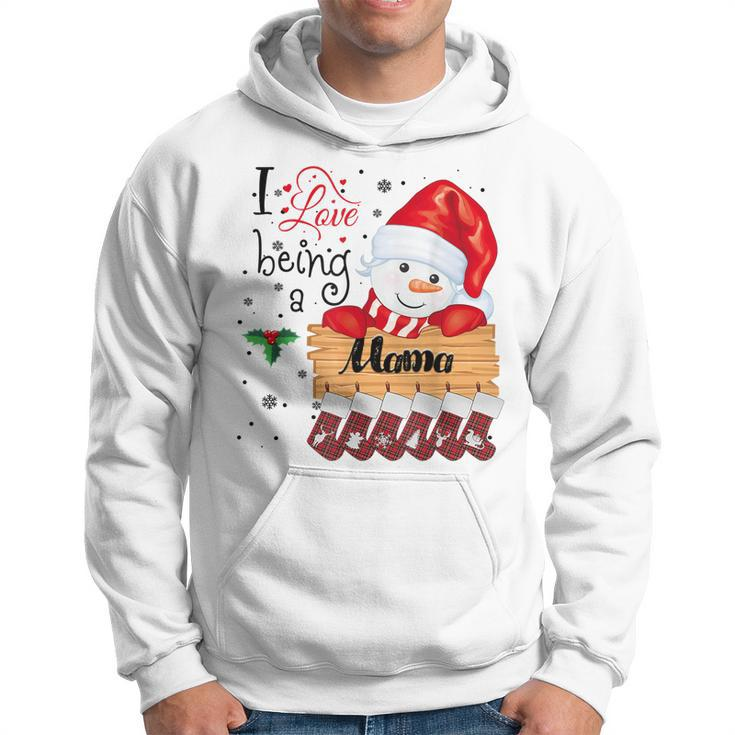 I Love Being A Mama Snowman Family Christmas Xmas Pajamas  Men Hoodie Graphic Print Hooded Sweatshirt
