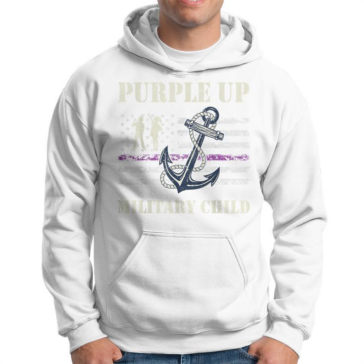 I Purple Up Month Of Military Child Kids Awareness Navy Flag Hoodie