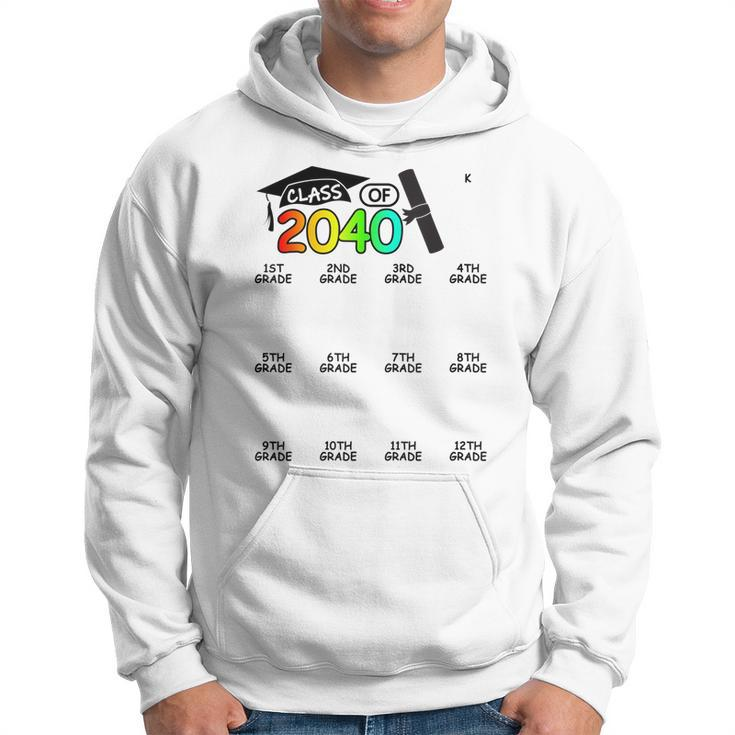 K 12Th Grade Grow With Me Space For Check-Mark Class Of 2040  Men Hoodie Graphic Print Hooded Sweatshirt