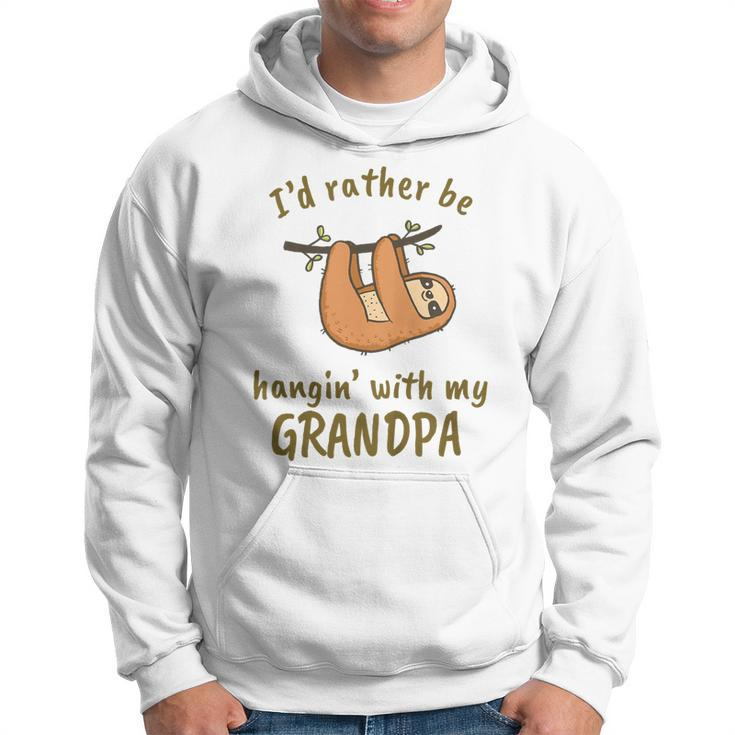 Kids Id Rather Be Hangin With My Grandpa Cute Tiny Sloth Lover Hoodie