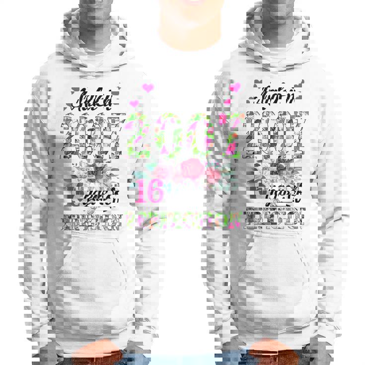 Made In 2007 Floral 16 Year Old 16Th Birthday Gifts Women  Hoodie