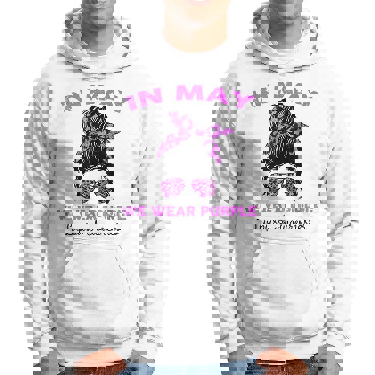 Messy Bun In May We Wear Purple Lupus Awareness Month Hoodie