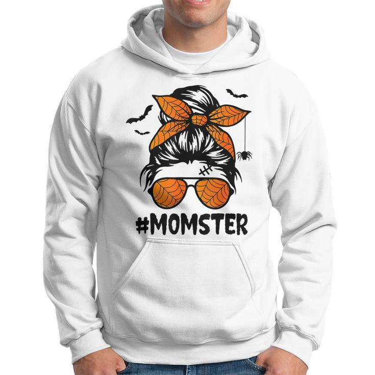 Momster  For Women Halloween Mom Messy Bun Leopard  Men Hoodie Graphic Print Hooded Sweatshirt