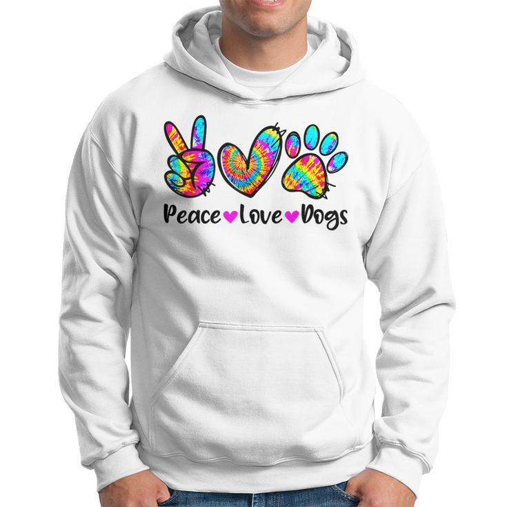 Peace Love Dogs Tie Dye Dog Paw Dog Mom Cute Mothers Day  Hoodie