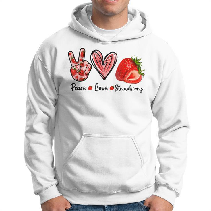 Peace Love Strawberry Cute Strawberry Festival Fruit Lover  Hoodie
