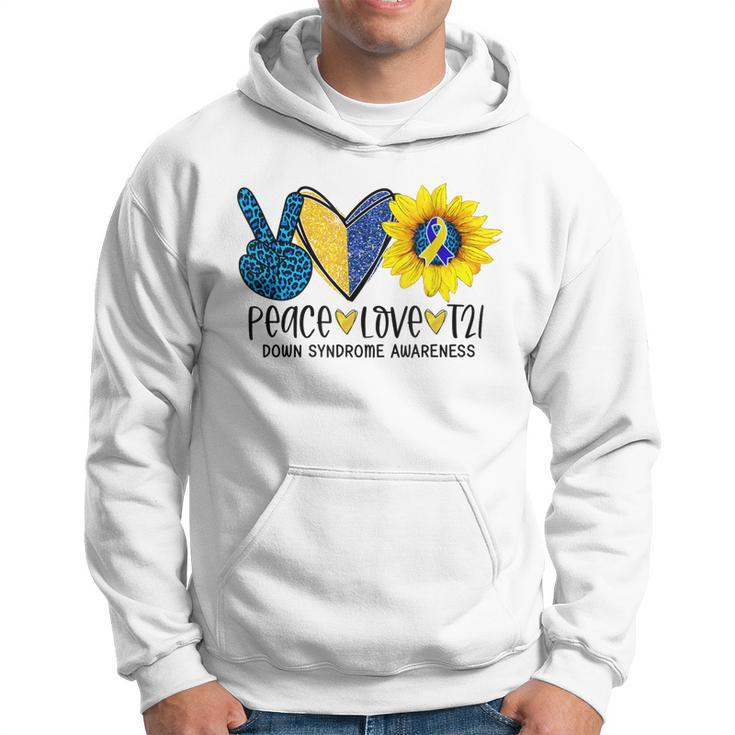 Peace Love T21 Down Syndrome Leopard Peace Sign & Sunflower  Hoodie