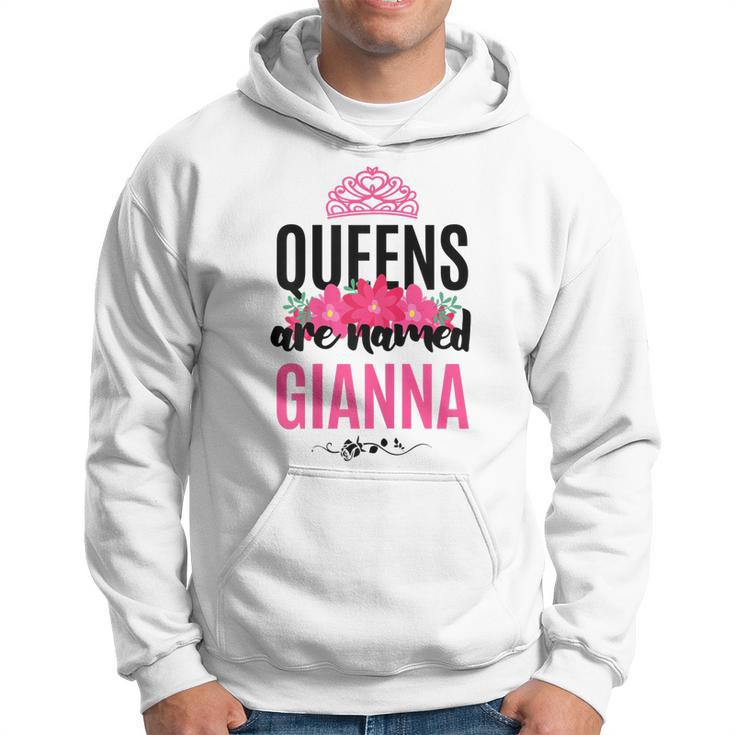 Queens Are Named Gianna Pink Flower Custom Name B-Day Men Hoodie