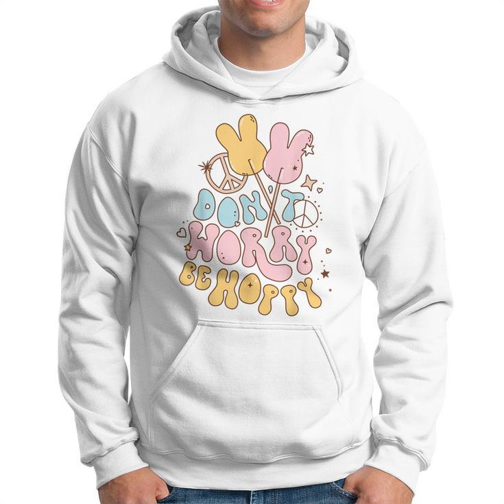 Retro Groovy Easter Bunny Happy Easter Dont Worry Be Hoppy  Hoodie