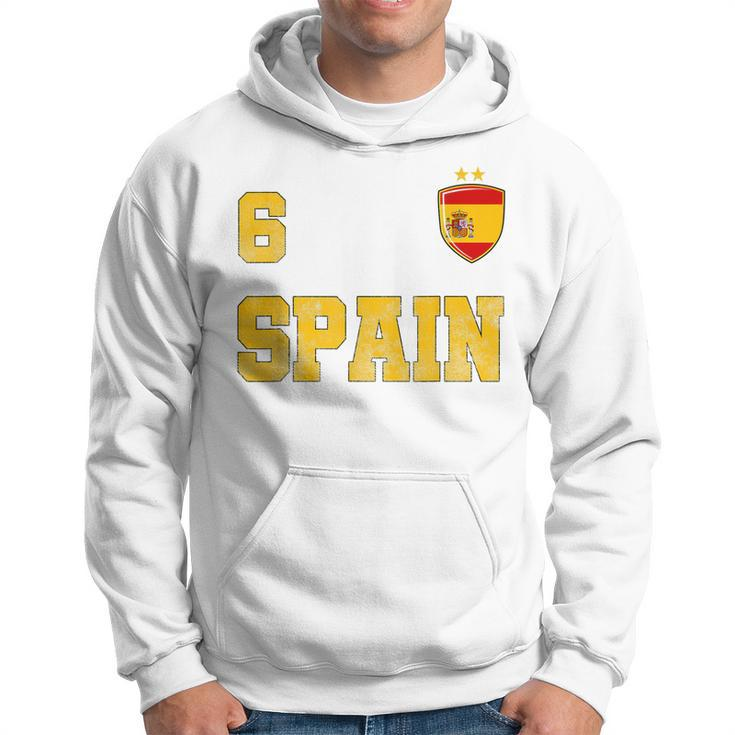 Spain Soccer Spanish Football Number Six Futebol Jersey Fan Men Hoodie Graphic Print Hooded Sweatshirt