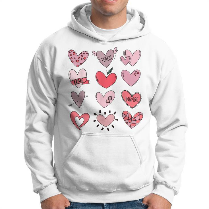 Teacher Valentine Teaching Fills My Heart Teacher Men Hoodie Graphic Print Hooded Sweatshirt