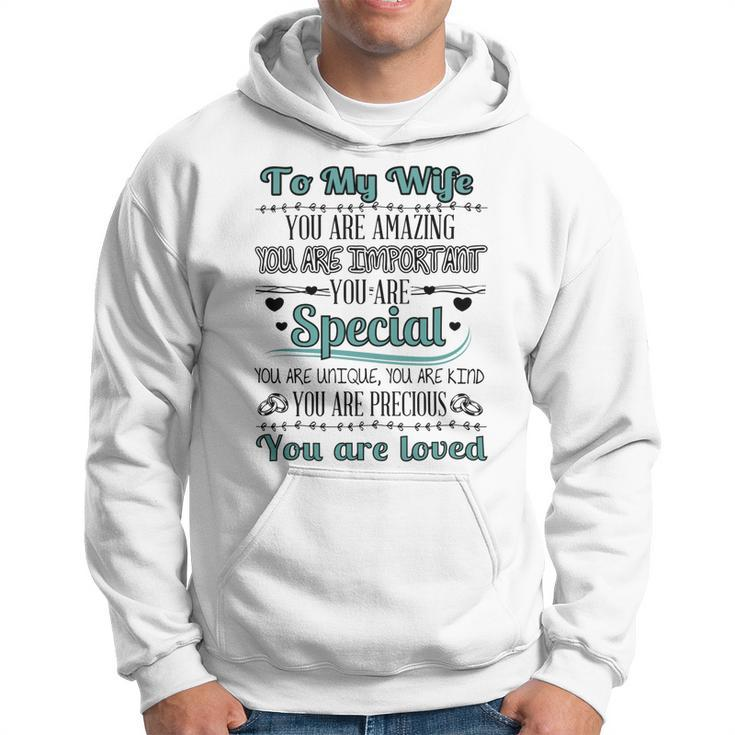 To My Wife You Are Amazing You Are Imprtant You Are Special You Are Unique You Are Kind You Are Precious You Are Loved Hoodie