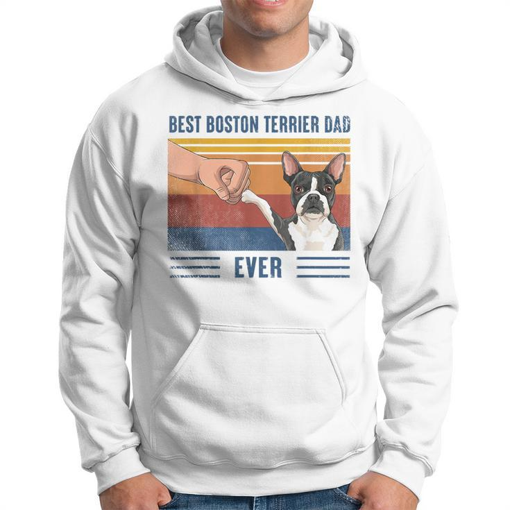 Vintage Best Boston Terrier Dad Ever Fist Bump Funny Dog Gift For Mens Hoodie