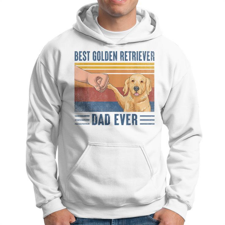 Vintage Best Golden Retriever Dad Ever Fist Bump Funny Dog Gift For Mens Hoodie