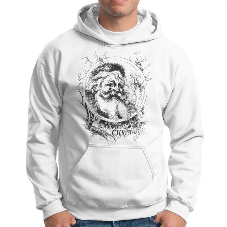 Vintage Christmas Santa Claus Face Old Fashioned Vintage Art  Men Hoodie Graphic Print Hooded Sweatshirt