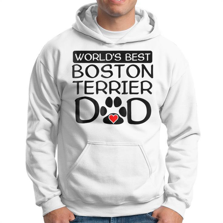 Worlds Best Boston Terrier Dad Dog Owner Paw Print Gift For Mens Hoodie