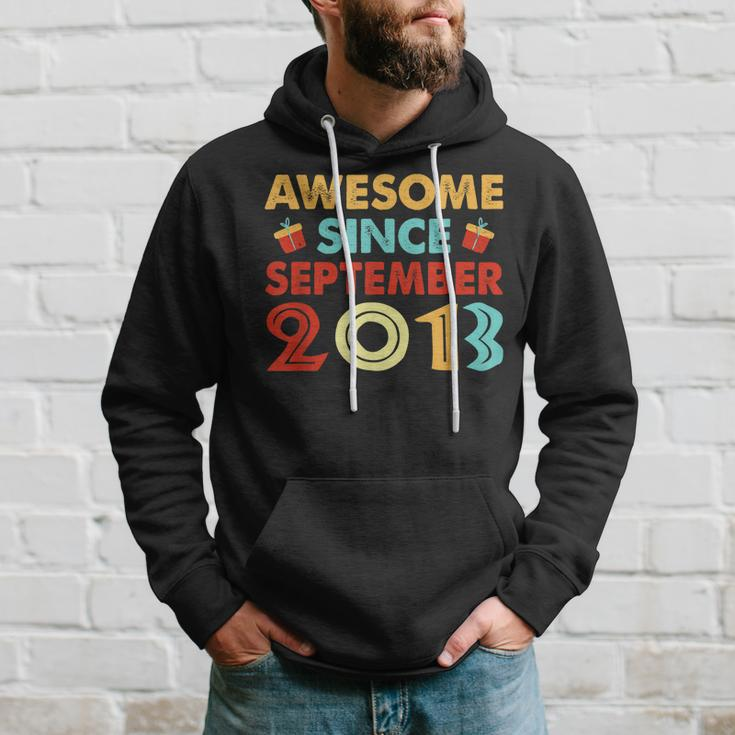 10 Years Old Gift Awesome Since September 2013 10Th Birthday Men Hoodie Graphic Print Hooded Sweatshirt Gifts for Him