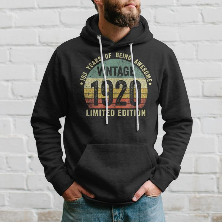 103Rd Birthday 103 Year Old Vintage 1920 Limited Edition Men Hoodie Graphic Print Hooded Sweatshirt Gifts for Him