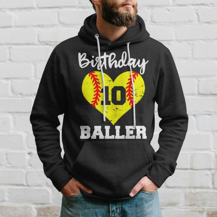 10Th Birthday Baller Funny 10 Year Old Softball Hoodie Gifts for Him