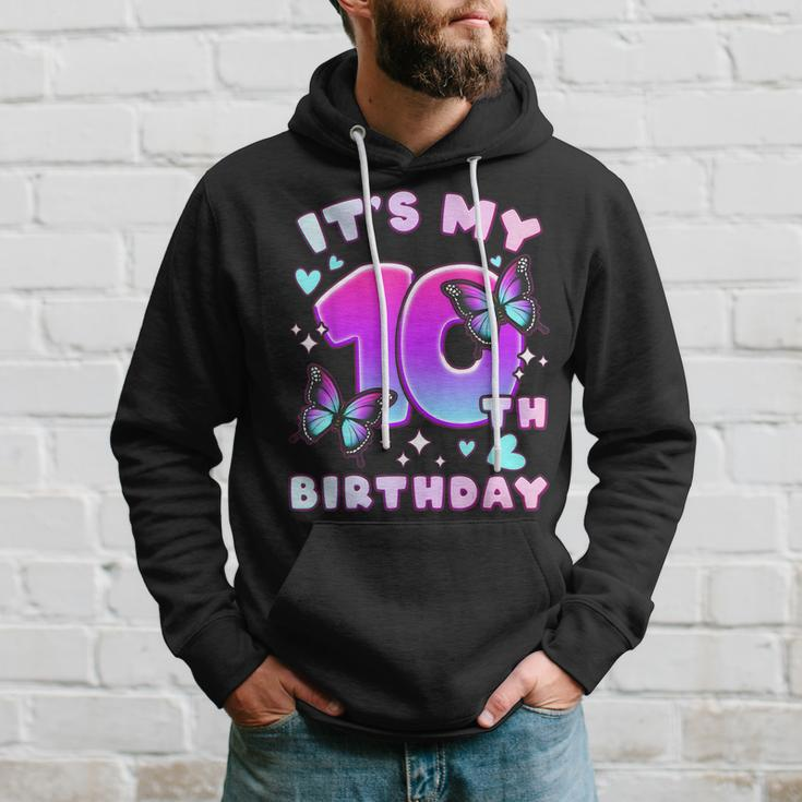 10Th Birthday Girl 10 Years Butterflies And Number 10 Hoodie Gifts for Him