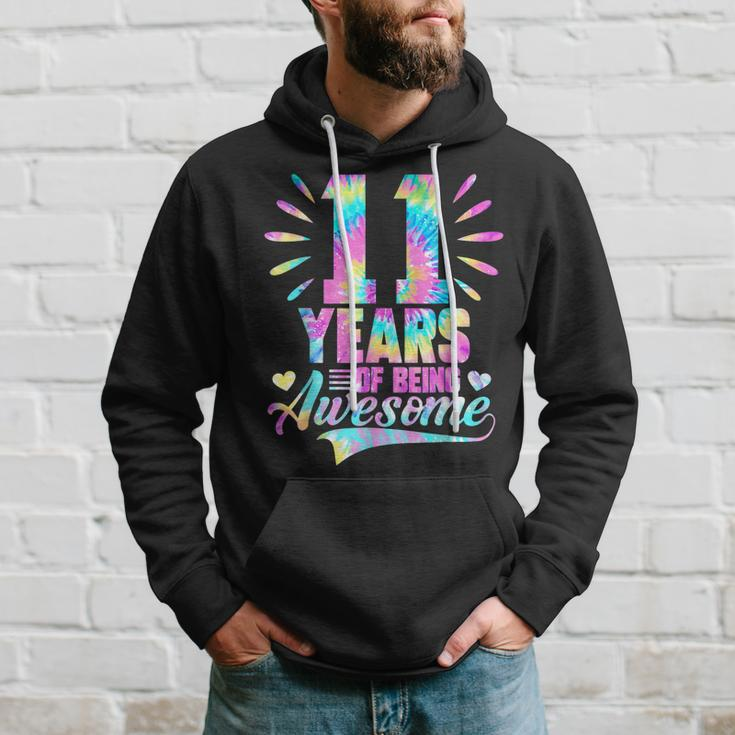 11Th Birthday Gifts Idea Tie Dye 11 Year Of Being Awesome Hoodie Gifts for Him