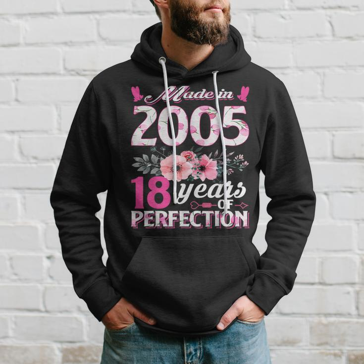 18 Years Old Gifts Made In 2005 Floral 18Th Birthday Women Hoodie Gifts for Him