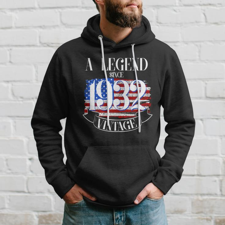 A Legend Since 1932 Vintage Usa Flag 90Th Birthday Hoodie Gifts for Him