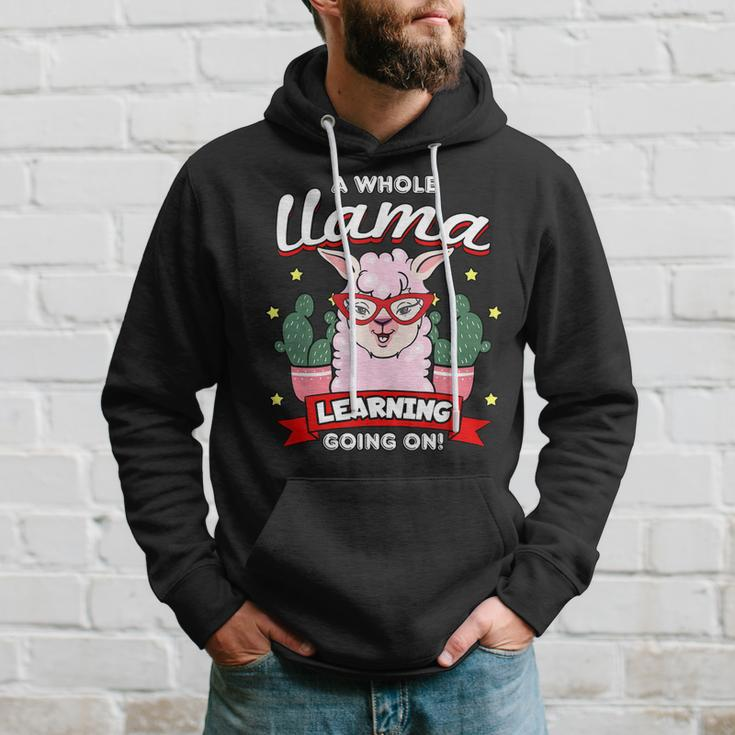 A Whole Llama Learning Going On Cute Teacher Men Hoodie Graphic Print Hooded Sweatshirt Gifts for Him
