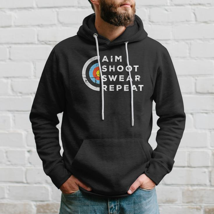 Aim Shoot Swear Repeat Archery Costume Archer Archery Men Hoodie Gifts for Him