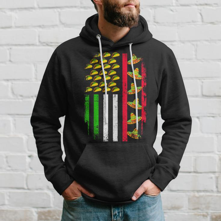 American Mexican Flag With Sombrero And Taco Cinco De Mayo Hoodie Gifts for Him
