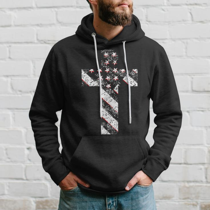 American Usa Flag Freedom Cross Military Style Army Mens Hoodie Gifts for Him