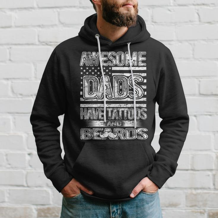 Awesome Dads Have Tattoos And Beards Fathers Day Vintage Hoodie Gifts for Him