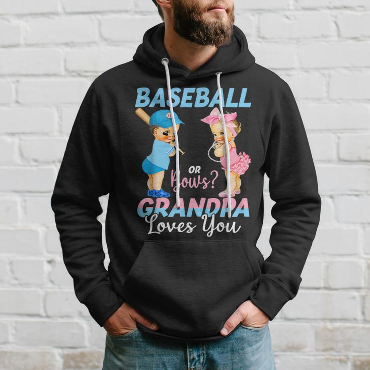 Baseball Or Bows Grandpa Loves You Baby Gender Reveal Hoodie Gifts for Him