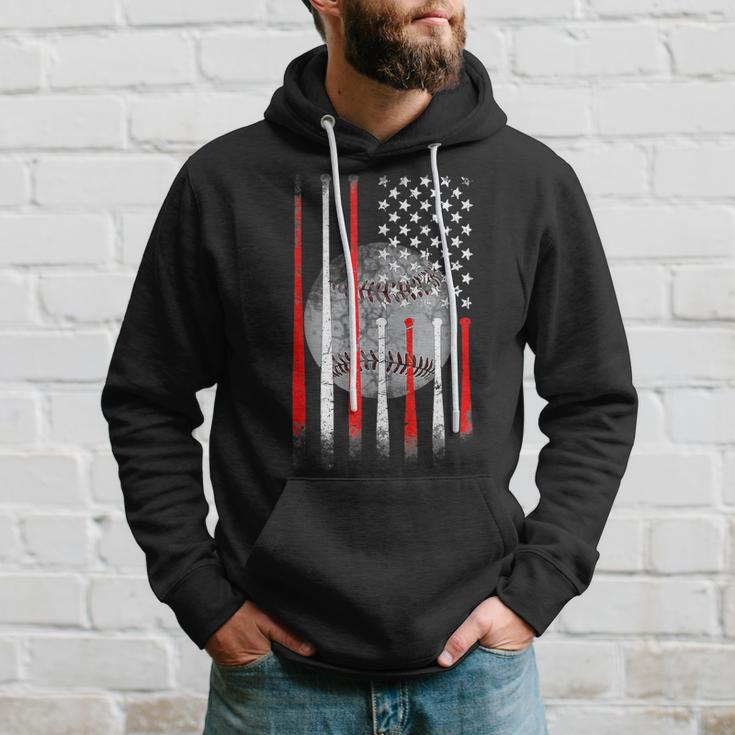 Baseball Usa Flag American Flag Vintage For Dad Fathers Day Hoodie Gifts for Him