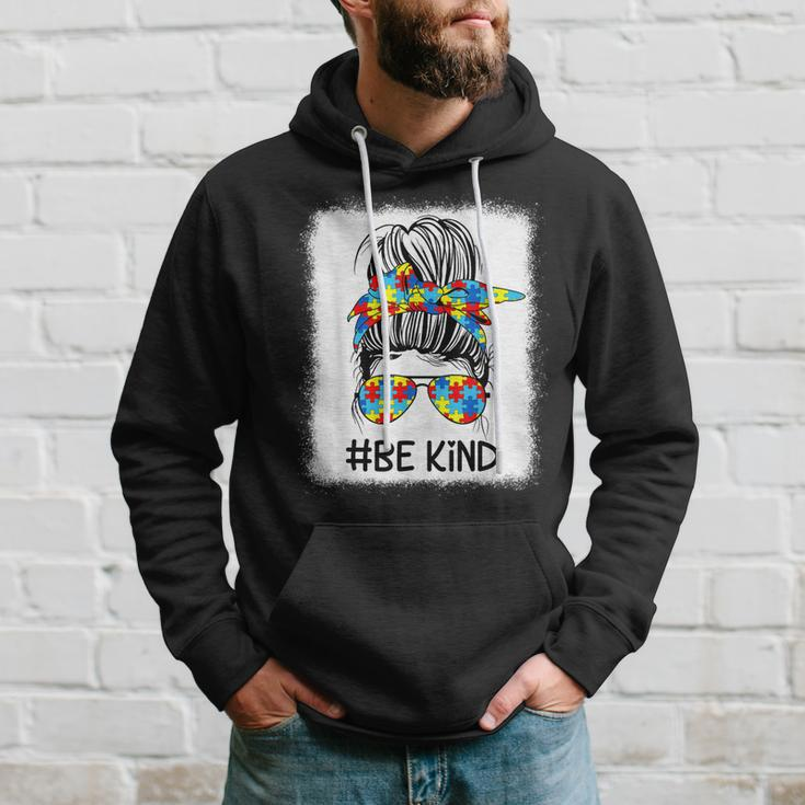 Be Kind Autistic Autism Awareness Acceptance Messy Bun Girl Hoodie Gifts for Him