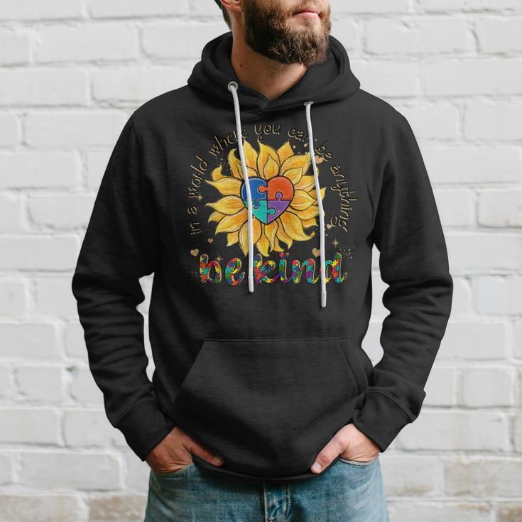 Be Kind Sunflower Autism Mom Dad Women Kids Autism Awareness Hoodie Gifts for Him