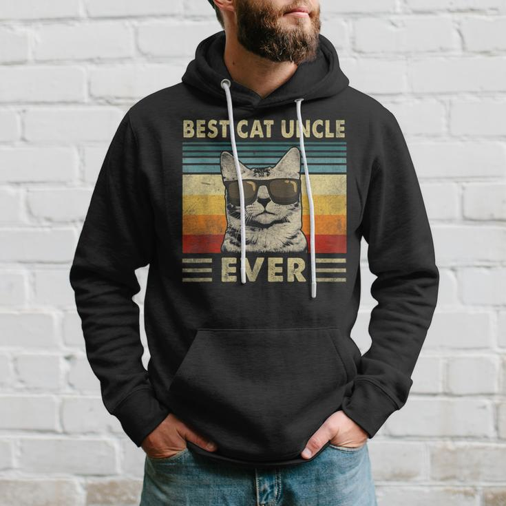 Best Cat Uncle Ever Vintage Retro Cat Dad Father Day Hoodie Gifts for Him