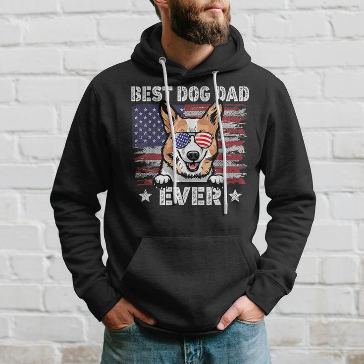 Best Corgi Dad Ever American Flag Fathers Day Hoodie Gifts for Him