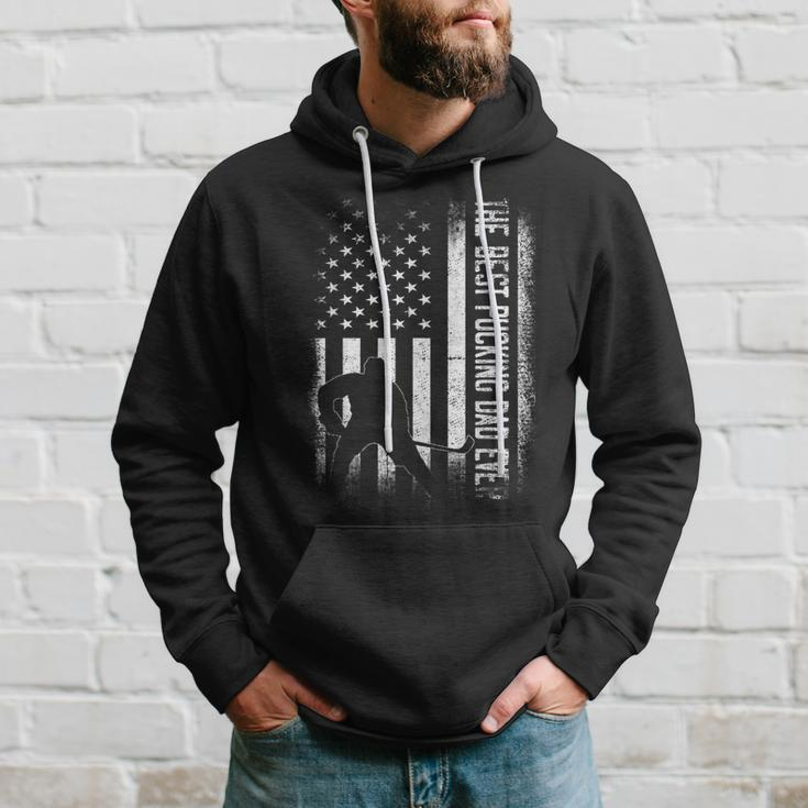 Best Pucking Dad Ever Vintage Usa Flag Hockey Fathers Day Gift For Mens Hoodie Gifts for Him