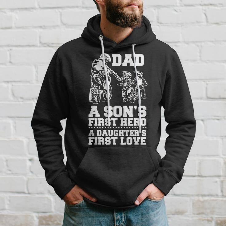 Bicer Dad Hero First Love Dirt Bike Rider Motocross Gift Hoodie Gifts for Him