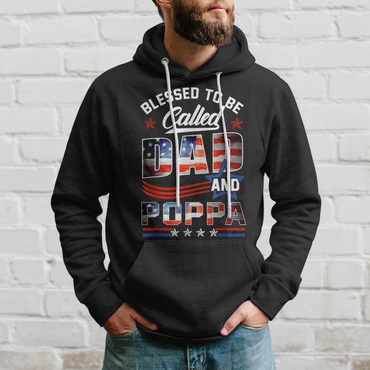 Blessed To Be Called Dad And Poppa Fathers Day America Flag Gift For Mens Hoodie Gifts for Him