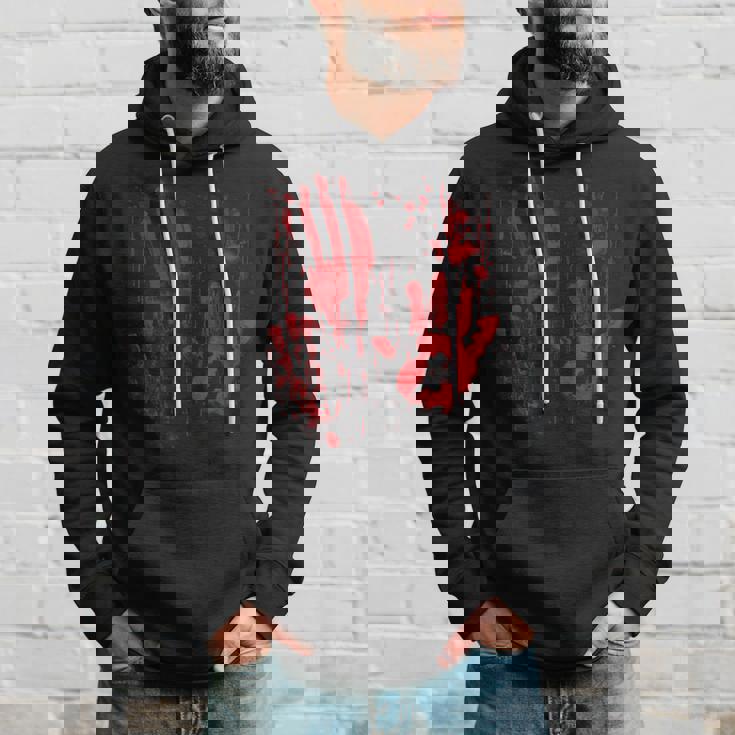 Blood Hands Splatters Red Bloody Handprints Zombie Outbreak Men Hoodie Graphic Print Hooded Sweatshirt Gifts for Him