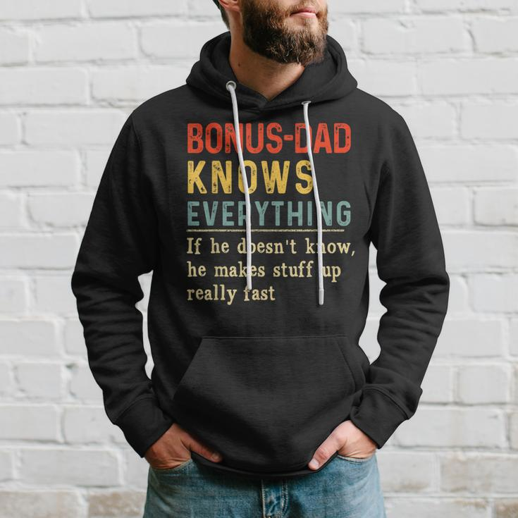 Bonus Dad Know Everything Vintage Funny Fathers Day Gift Gift For Mens Hoodie Gifts for Him