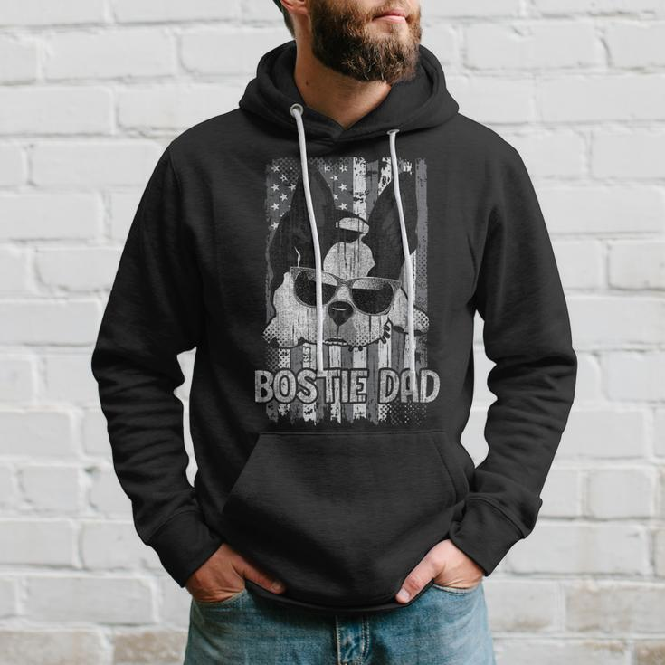 Bostie Dad Us Flag Boston Terrier Dog Father Puppy Lover Hoodie Gifts for Him