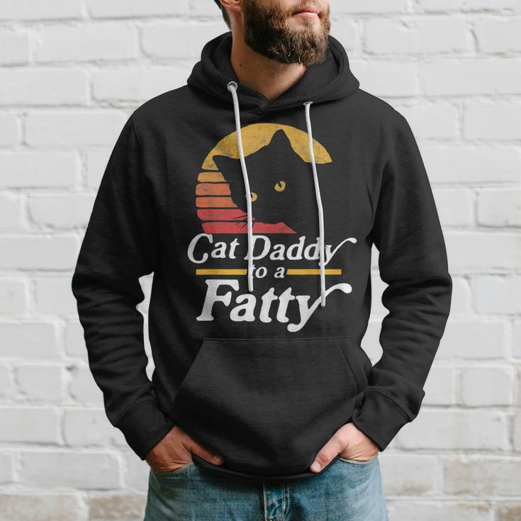 Cat Daddy To A Fatty Funny Vintage 80S Sunset Fat Chonk Dad Hoodie Gifts for Him