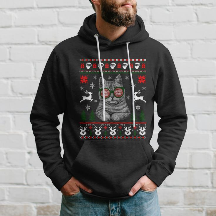 Cat With Sunglasses Meowy Ugly Christmas Sweater Gift Hoodie Gifts for Him