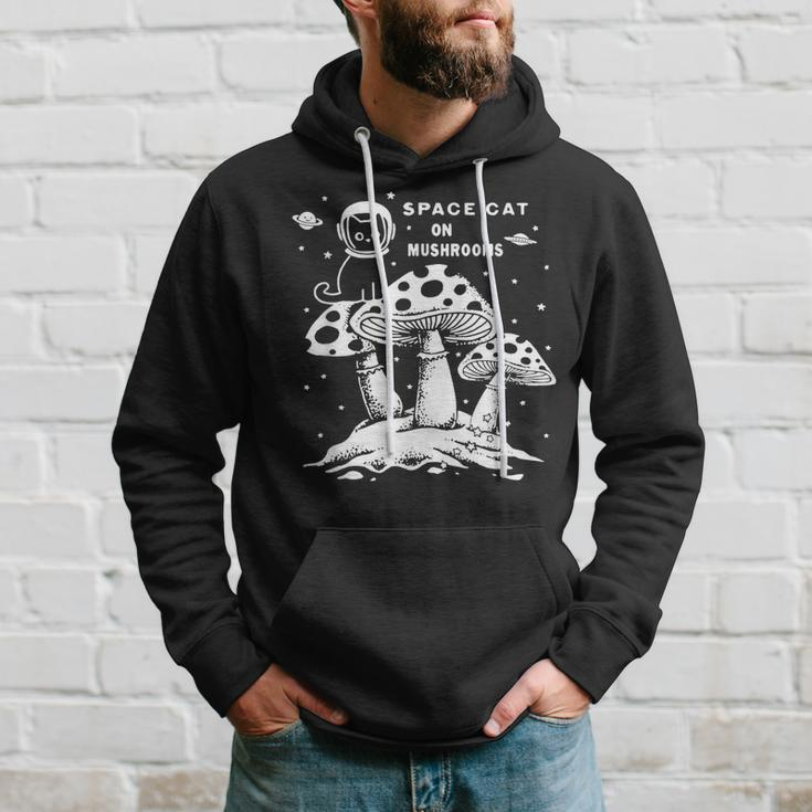 Catronaus Space Cat On Mushrooms Ufo Funny Space Cat Hoodie Gifts for Him