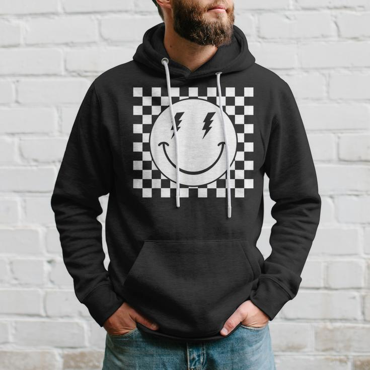 Checkered Smiling Happy Face Smile Hippie 70S Checkerboard Hoodie Gifts for Him