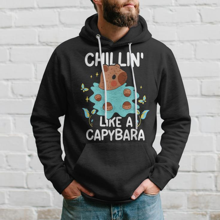 Chillin Like A Capybara Animal Capybaras Lover Rodent Hoodie Gifts for Him